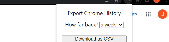 Chrome extension for downloading Chrome history.